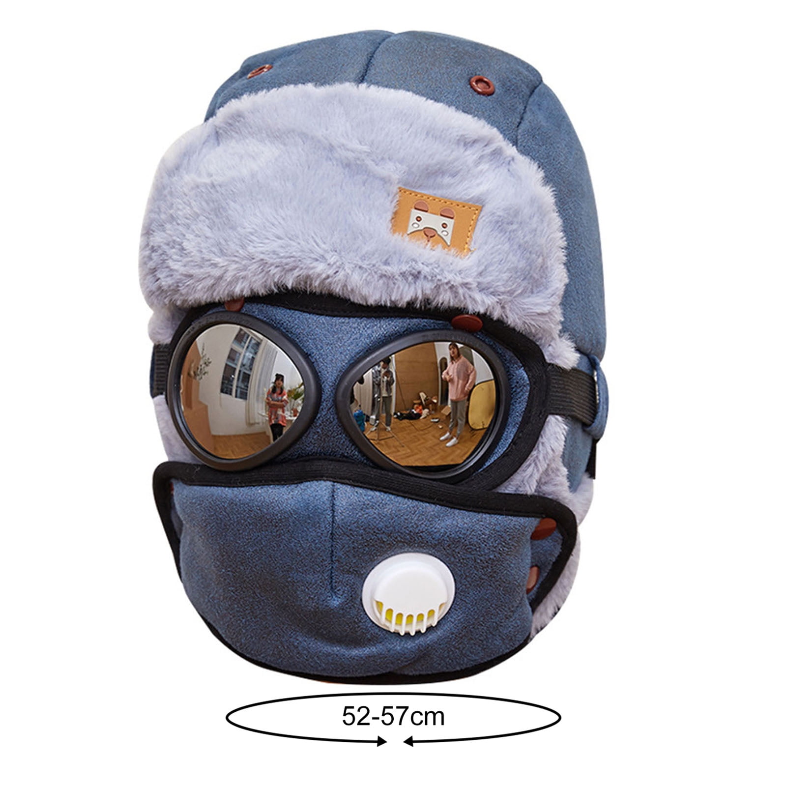 Opvise Cycling Hat 4 in 1 Skin touch Cozy Ear Thick Windproof Polyester Outdoor Masque Glasses Ski Hat Sports Accessories for Winter Pink