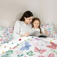 thumbnail image 4 of Feelyou Cute Butterfly Bedding Comforter Set 7pcs for Teen, Leaf Botanical Plant King Bedding Sets, Kawaii Cartoon Animal Reversible Bed Sheets, Lightweight Room Decor, 4 of 8
