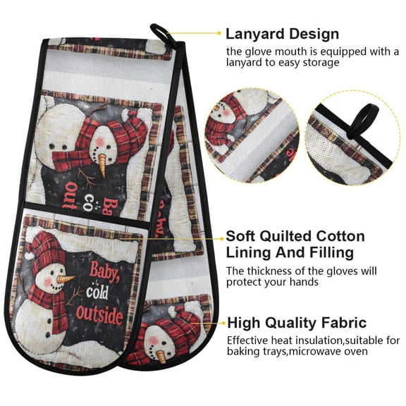 BZSMCE Oven Mitts Adorable Smiled Snowman Creative Pattern Resistant Kitchen Gloves