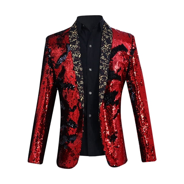Birdeem Mens Hot Stamping Glossy Stage Performance Costume Formal Dress Suit Jacket
