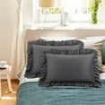 thumbnail image 1 of PiccoCasa 2 Pcs 100% Cotton Ruffled Pillowcases Soft with Envelope Dark Gray Standard, 1 of 7