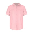 thumbnail image 3 of Michellecmm  Men’s Button Down Shirts Short Sleeve Lapel Collar Solid Color Shirts, 3 of 5