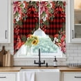 thumbnail image 6 of Cardinal Bird Swag Valances for Windows, Kitchen Curtains 36 Inch Length 2 Panels Set, Poinsettia Pine Cones Berry Flowers Red Plaid Short Curtains for Small Windows Rod Pocket Cafe Curtains 28"x36", 6 of 8