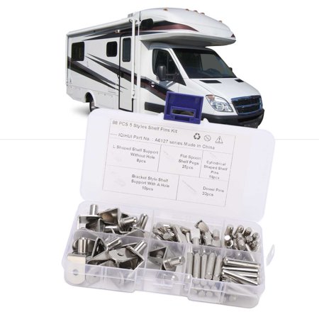 

EBTOOLS Shelf Pins Holders Shelf Pins Kit 88Pcs 5 Styles Shelf Pins Kit Nickel Plated Shelf Support Pegs For RV Cabinet Bookshelf Display Cabinet Furniture Closet Sideboard