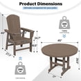 thumbnail image 2 of Serwall Outdoor 5-Piece Round Dining Set, HDPE All Weather Patio Dining Set for 4, 45" Round Dining Table and 4 Adirondack Dining Chairs, Coffee, 2 of 7