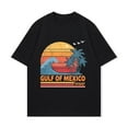 thumbnail image 2 of Black T-Shirt Gulf Of Mexico Sunset Palm Trees And Wave Graphic Forever Text Beach Vacation Summer Wear, 2 of 4