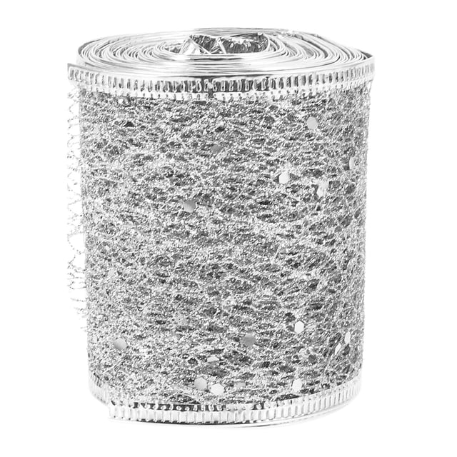 Miangastore Ruban à Bords Filaires Argent 1 Rouleau 236.2x2.5 Po Polyester