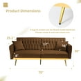 thumbnail image 7 of ACMEASE 70” Velvet Futon Sofa Bed with Adjustable Armrests and 2 Pillows, Convertible Futon Couch, Brown, 7 of 7