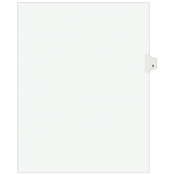 Preprinted Legal Exhibit Side Tab Index Dividers, Avery Style, 10-Tab, 9, 11 X 8.5, White, 25/pack | Bundle of 5 Packs