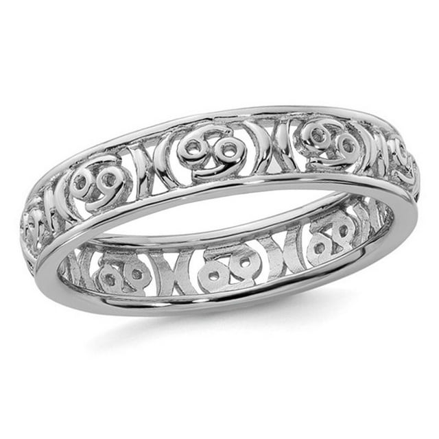 Sterling Silver Cancer Zodiac Astrology Ring Band