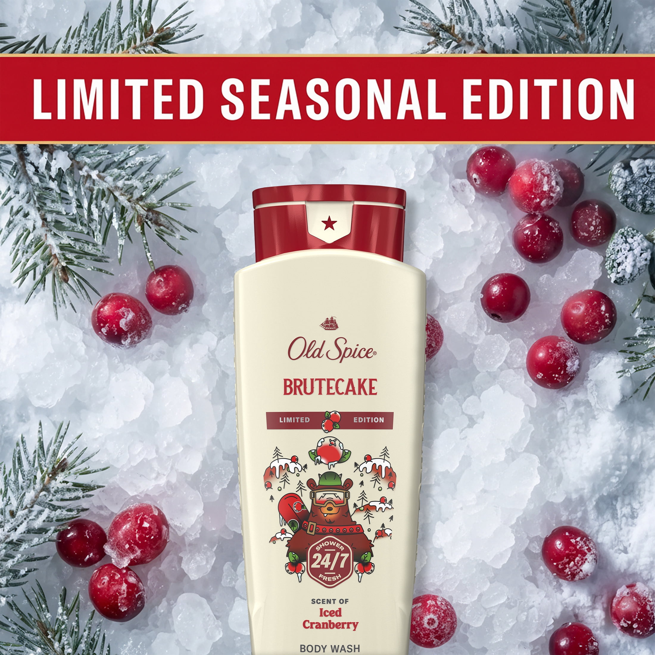 Old Spice Men's Body Wash, BruteCake, Scent of Iced Cranberry, Long Lasting, Cleanse & Refresh, 16 fl oz