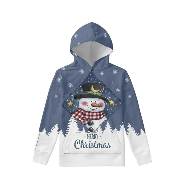 FKELYI Merry Christmas Hoodies Pullover Graphic Design Soft