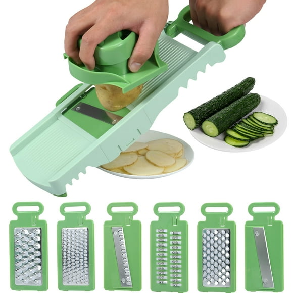 Ikoopy Mandoline Slicer with 6 Blades Multifunctional Mandoline Food Slicer with Hand Guard Foldable Mandoline Vegetable Slicer Professional Vegetable Chopper Potato Slicer for Fruits Vegetables