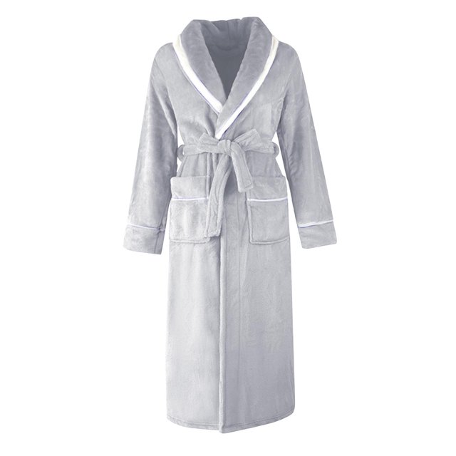 Gibobby Albornoz para mujer invierno Albornoz artificial grueso y extendido de talla grande para mujer, camisón de franela de felpa cálido para pareja(Gris,M)