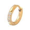 thumbnail image 2 of 1 pc 316 Stainless Steel Micro Pave Clear Cubic Zirconia Hoop Cartilage Earrings Ring Golden 6mm, 2 of 3
