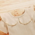 thumbnail image 6 of TOWED22 Newborn Infant Baby Girl Summer Clothes Ruffle Sleeve Letter Print Romper+Peach Bloomer Short+Headband 3Pcs Outfit(Beige,6-12 M), 6 of 9