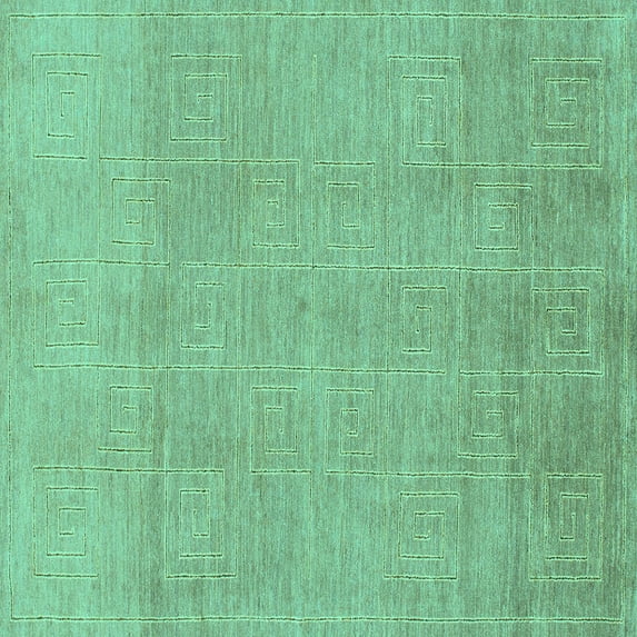 Ahgly Company Machine Washable Indoor Square Abstract Turquoise Blue Modern Area Rugs, 8' Square