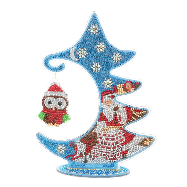 Pintura De Diamantes Decoración Navideña, Árbol De Navidad Pintura De Diamantes En Ambos Lados Pintura Por Números, Árbol De Navidad Que Brilla En La Oscuridad, Manualidades De Decoración Navideña Para Mesa (Búho) Sincero Electrónica