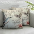 thumbnail image 3 of HENGT  Hummingbird Pillow Cushion Cover Birds and Hibiscus Flowers Nostalgia Antique Design Classical Print, Decorative Square Accent Pillow Case, Brown Teal, 3 of 5