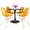 Transparent Orange, variant on LeisureMod 5-Piece Dining Set with 35" Round MDF Top Table with Black Iron Base and 4 ABS Plastic Side Chair with Gold Eiffel Design for Modern Home Bristol Collection in Transparent Blue