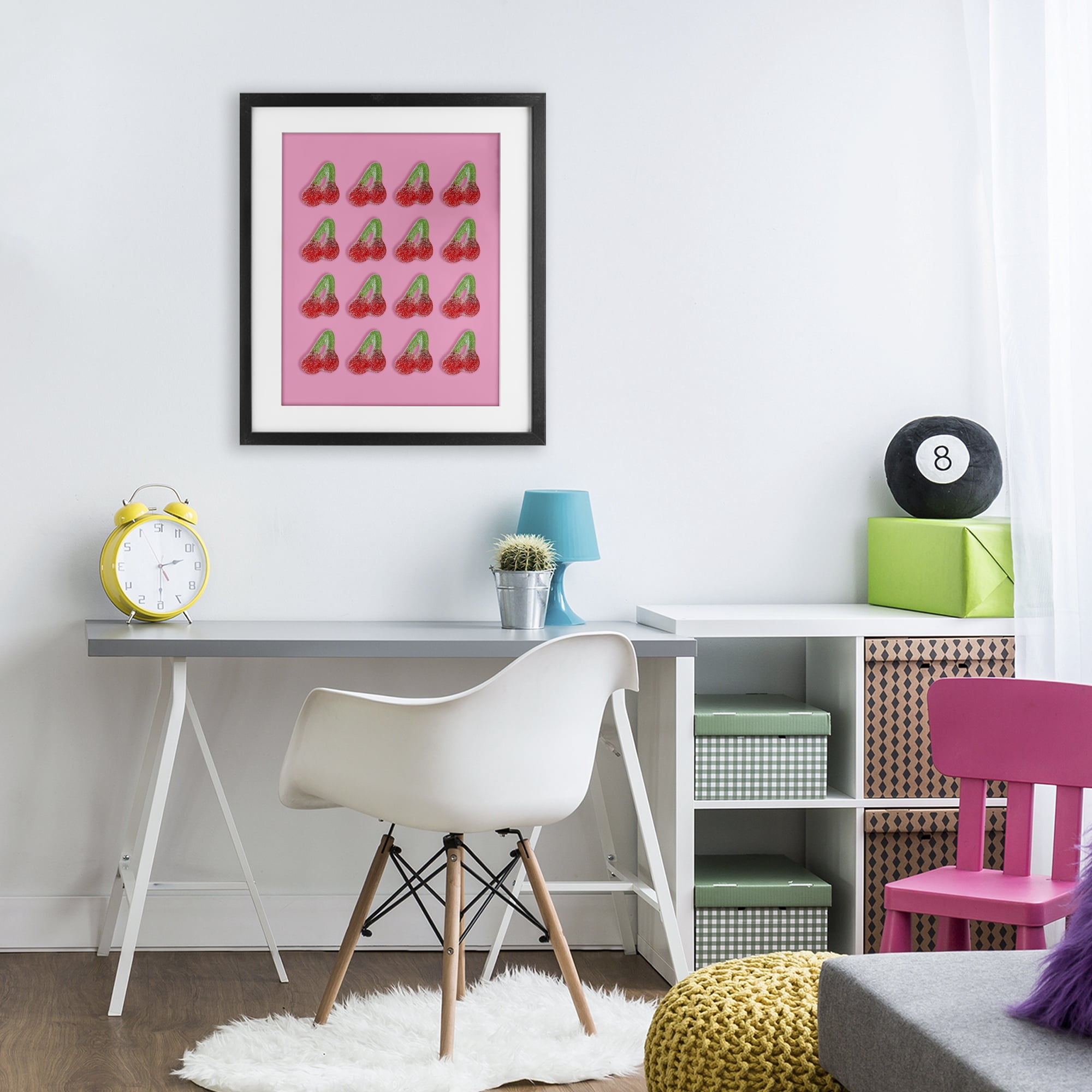 Stupell Industries Cherry Candy Pattern Black Framed Print Under Glass, design by LISH Creative