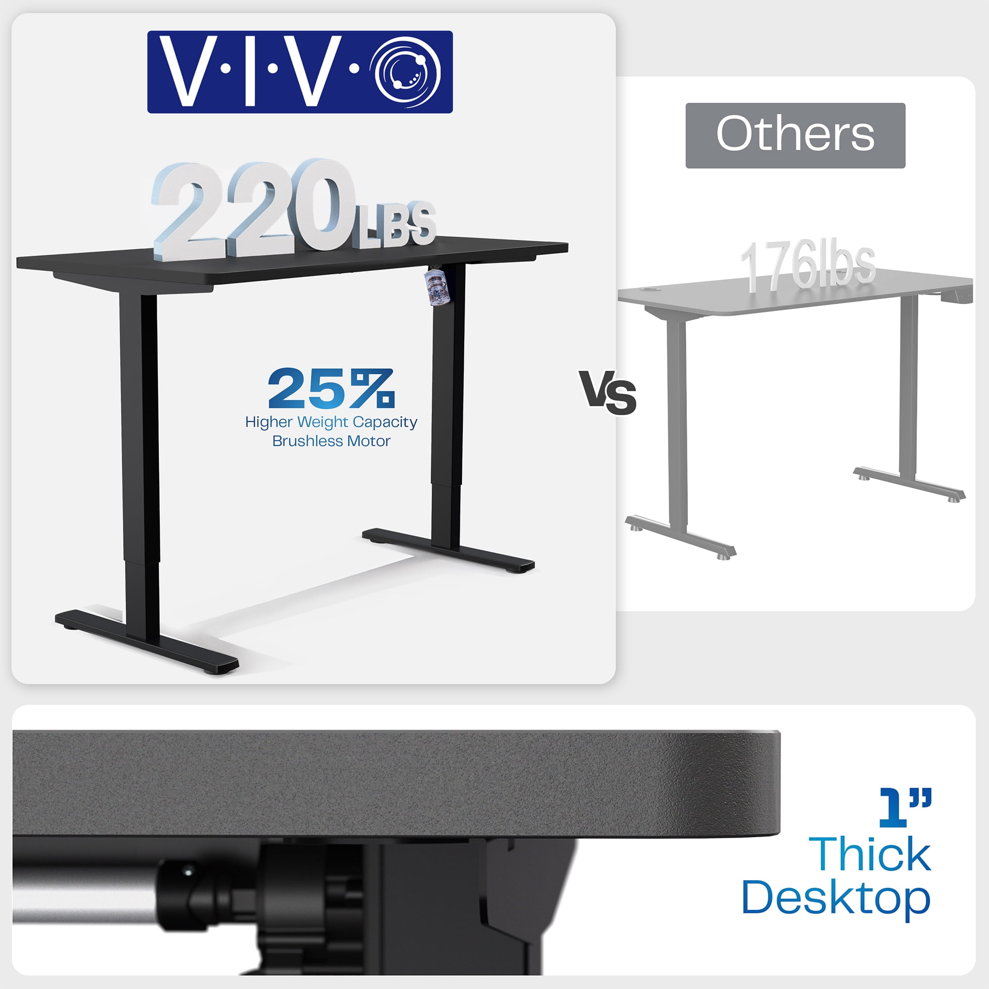 VIVO Electric 71” x 30” Desk, Black/Rustic Vintage Brown Table Top, Black Frame
