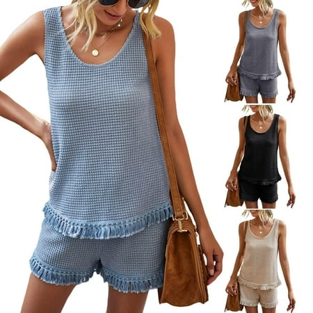 

Womens Summer Pajamas Set Sleeveless Sleepwear 2 Piece Lounge Set