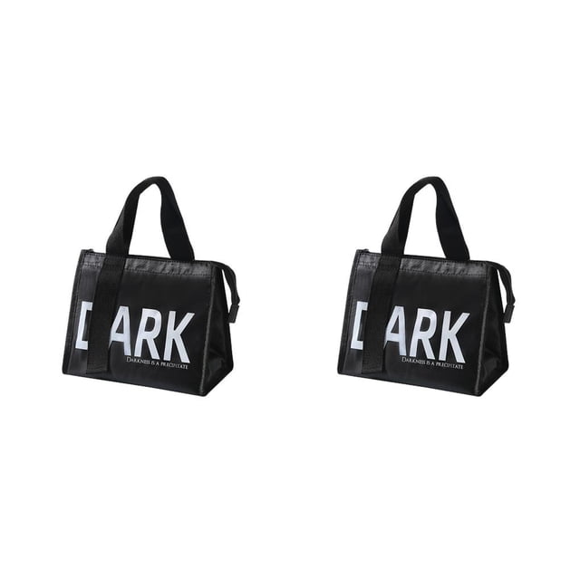 Yuarrent Bolsa de almuerzo Aislamiento impermeable Enfriador Caja de almuerzo Contenedor de almacenamiento de frutas Bolso con cremallera Viaje Negro 2Conjunto