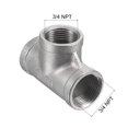 thumbnail image 2 of Uxcell 3/4 NPT Female Thread Tee Pipe Fitting Hose Adapter 304 Stainless Steel, 2 of 5