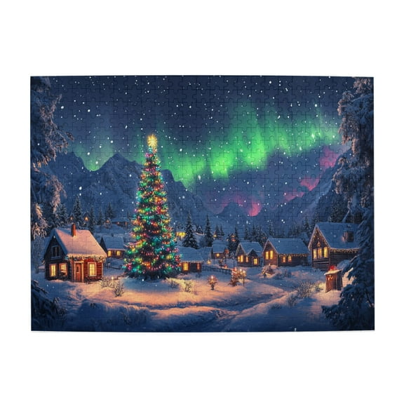 500 PCS Polar Christmas Night Puzzles For Adults 500 Pieces,Challenging Brain Exercise,Puzzles Suitable For Entertaining With Family During Holidays,Wooden Jigsaw,Gift Suitable Family Friends