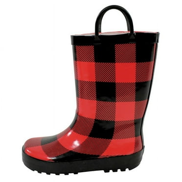 Hudson Baby Rain Boots, Buffalo Plaid, 5 Youth