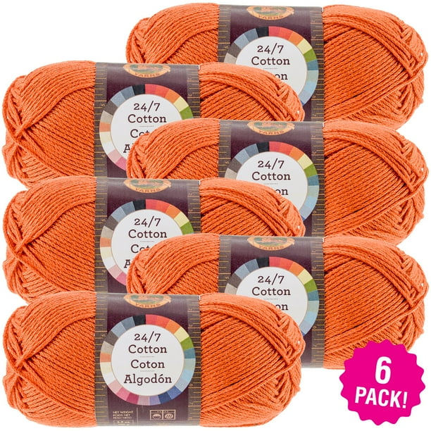 Lion Brand 24/7 Cotton Yarn Tangerine, Multipack of 6