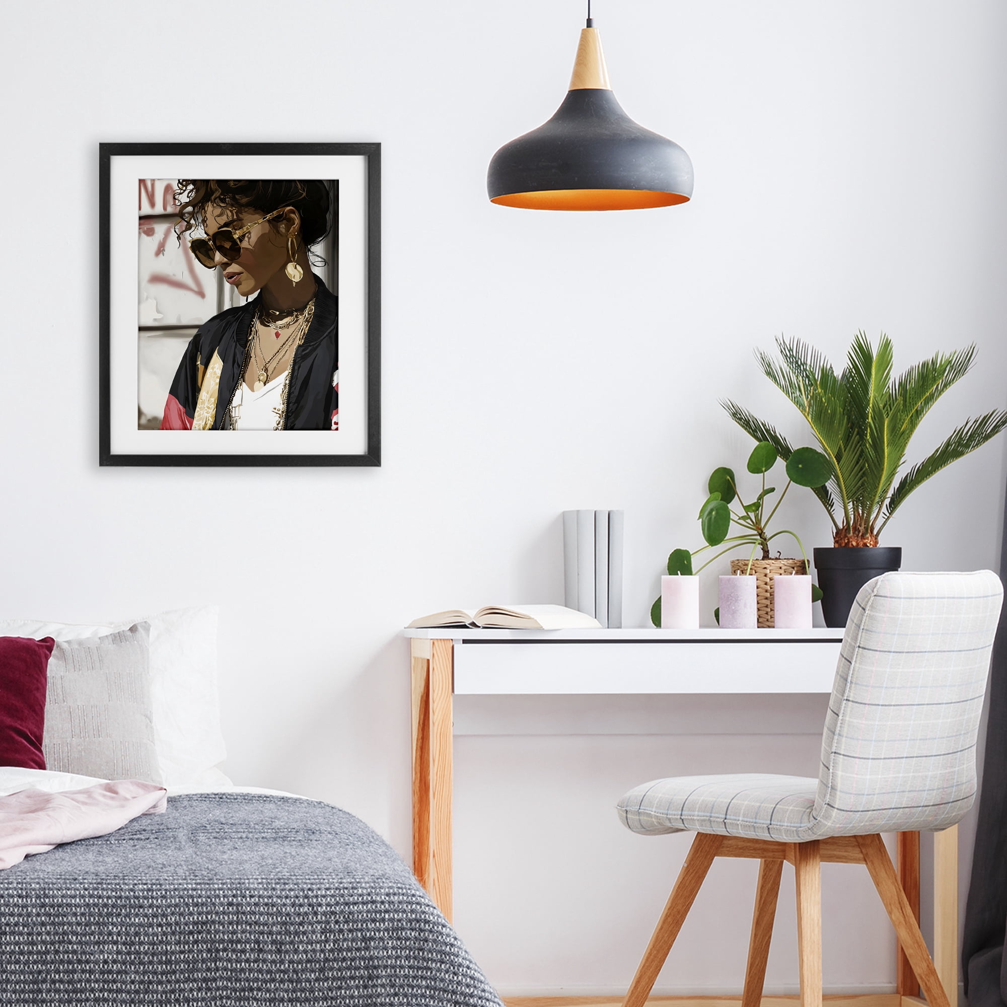 Stupell Industries Woman in Sunglasses With Jewelry Black Framed Print Under Glass, design by Franklyn Gregory