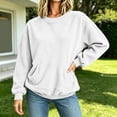 thumbnail image 2 of FAVIPT Corduroy Sweatshirts for Women Ribbed Long Sleeve Crewneck Tops with Kangaroo Pocket Casual Fall Winter Pullover No Hood White,M, 2 of 6