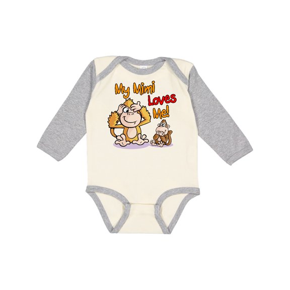 Inktastic My Mimi Loves Me Monkey Boys or Girls Long Sleeve Baby Bodysuit