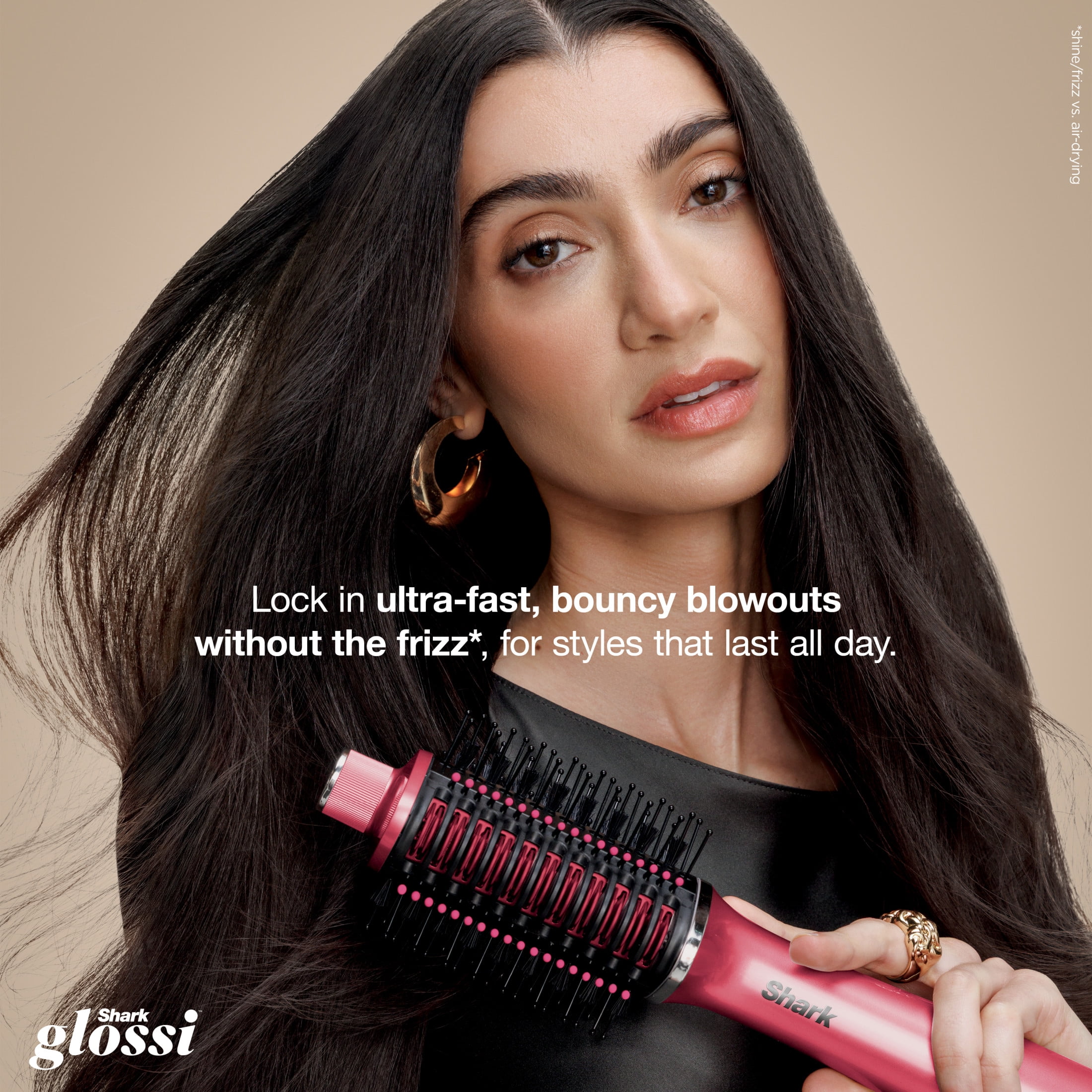 Shark Glossi 2-in-1 Hair Styling Tool & Air Glosser, Hot Tool, Blow Dryer, Wet-to-Dry Styling, 120 Volts, HT302BP Pink