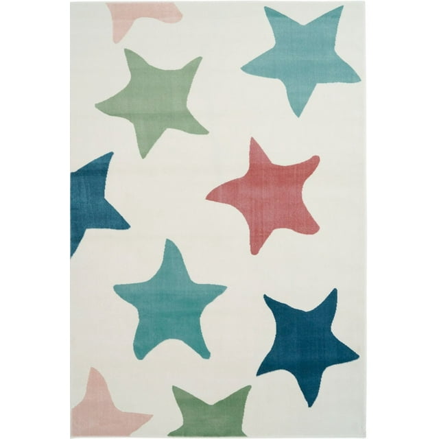 Ladole Rugs Stars Pattern Kids Area Rug Carpet in Cream Multicolor (5'3" x 7'6", 160cm x 230cm)