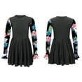 thumbnail image 5 of renvena Kids Girls Floral Long Sleeve Modest Swim Dress Beach Rashguard Swimsuit 6-16 Black 14, 5 of 7