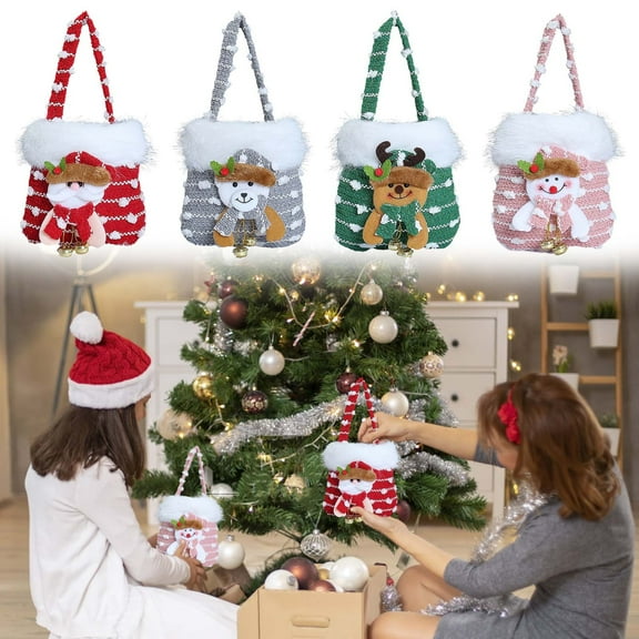 Christmas Gift Bags for Candy and Party Favors | Festive Holiday Treat Bags | Reusable Cute Red Green Designs | Perfect for Christmas Eve, Parties, Family Gatherings | 12 Pack 8x10 Inch