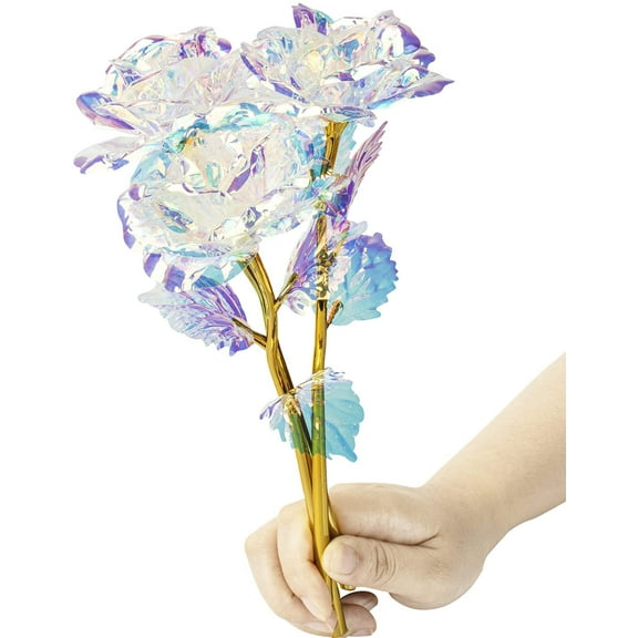 10 Pcs 24K Galaxy Rose Glass Flowers Colorful Gold Rose Artificial Flowers Best Gifts for Mother's Day Thanksgiving Valentine's Day Girl's Birthday Party