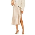thumbnail image 1 of Falda para Mujer, de Satén de Seda, Elástica, de Cintura Alta, Estilo Informal, de Guepardo. Beige M, 1 of 5
