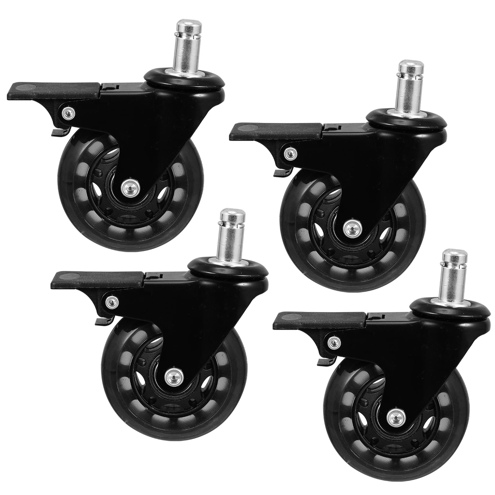4PCS 2.5 inch Caster Wheel with Brake Replacement PU Heavy Duty Caster