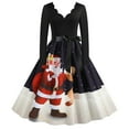 thumbnail image 1 of Robe Vintage Automne Hiver Manches Longues Noël Col en V Années 1950 Femme au Foyer Soirée Bal, 1 of 8