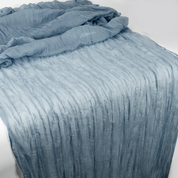 Unique Bargains Bohemia Rustic Cheese Cloth Table Runner for Wedding Easter Decoration 118.11" L  x 35.43" W Blue