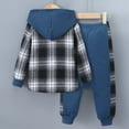 thumbnail image 4 of Godom Baby Boy Clothes Fall Winter Outfit Long Sleeved Plaid Top Pant Two Piece Sets Boy Clothes 4T,Blue, 4 of 7