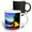 Multicolor, variant on 3drose, Yellow Tent by the Mountain Lake, Red Shadows. Evening. Happy Camper, 11oz Two-tone Green Mug