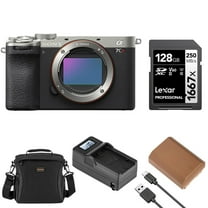 Sony Alpha a7CR Mirrorless Camera Body, Silver, Bundle with Shoulder Bag, 128GB SD Card, Extra Battery, Charger