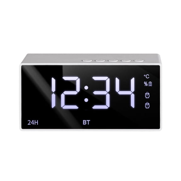 Mirror Clock Bluetooth Audio Radio, Student Alarm Clock, Mini Card Speaker, Desktop Audio, Bluetooth/FM Radio/TF Card Playback, Dual Alarm, Temperature Display, 3W Speaker, 10m Range