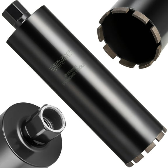 VEVOR Core Drill Bit, 4-1/2 inch Diameter, 14 inch Drilling Depth, 1-1/4 in-7 Internal Thread, High-Precision Welding Technology, Wet Diamond Core Bit for Reinforced Concrete, Bricks, and Masonry