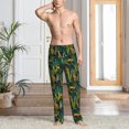 thumbnail image 5 of Uemuo Jungle Leopard Yellow Pattern Men's Wide Leg Palazzo Lounge Pants with Pockets Light Weight Loose Comfy Casual Pajama Pants-Small, 5 of 9